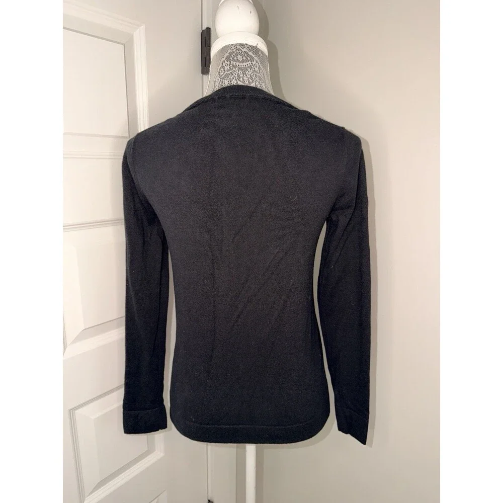J. Crew Tartan Heart Teddie Sweater Womens S Black Long Sleeve Crew Neck Cotton